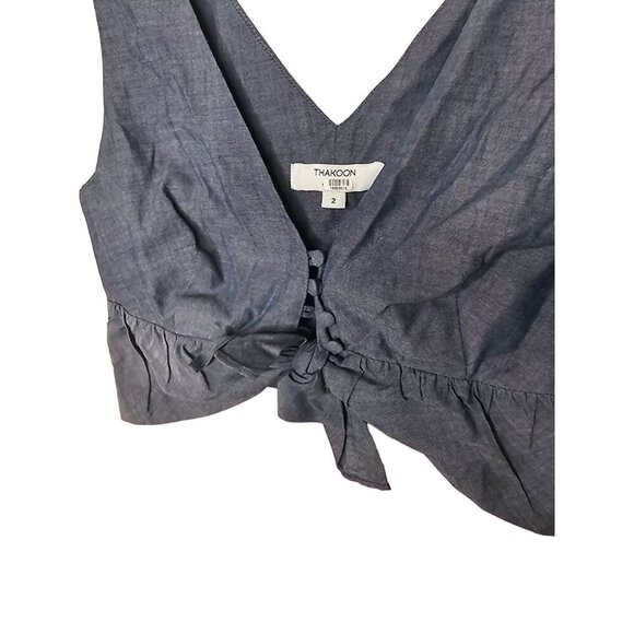 Thakoon Collective Chambray Ruffle Crop Top $190 size 2 - Picture 4 of 6